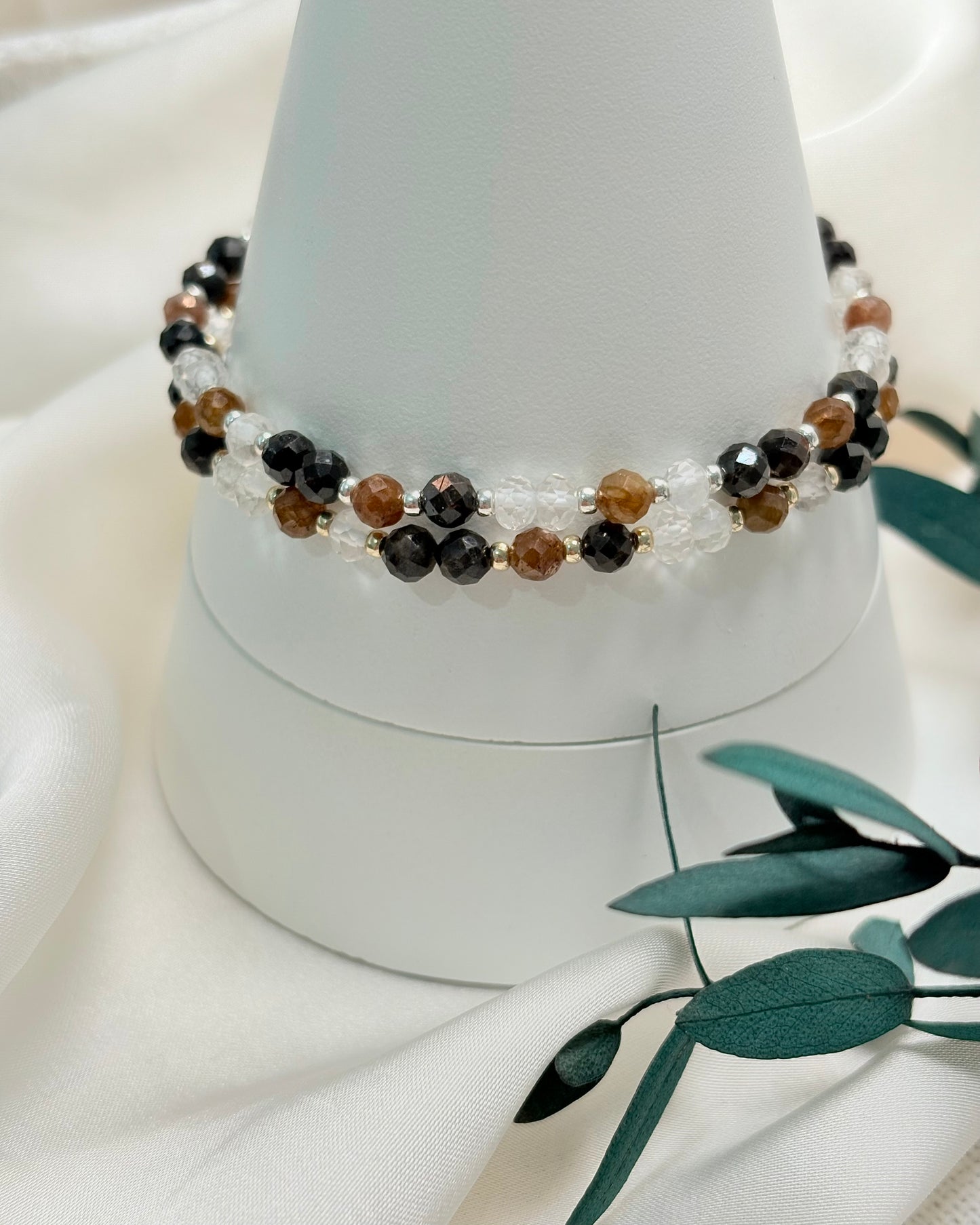 Limited Edition | Strength + Light: Clear Quartz, Black Star and Yellow Sapphire Bracelet