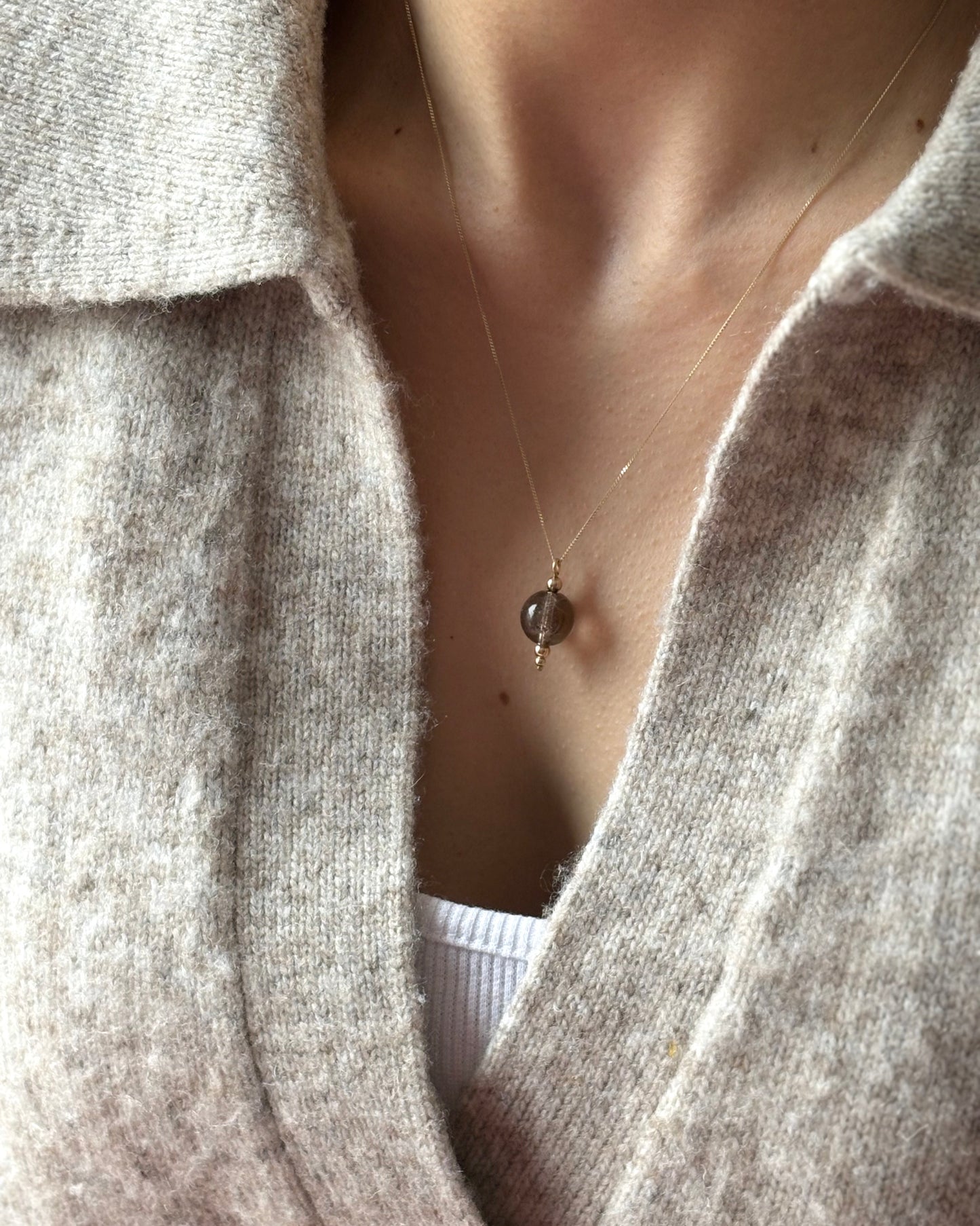 Optimism + Grounding Smoky Quartz Orb Necklace