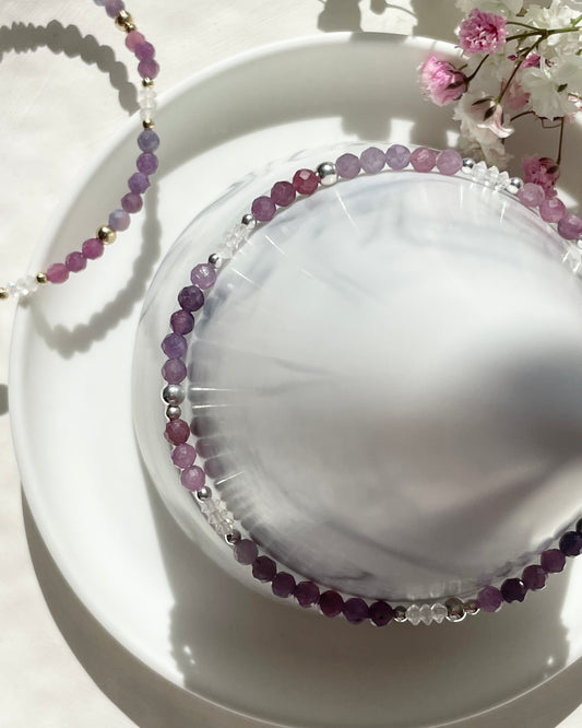 Clarity & Wisdom - Purple Sapphire & Moonstone Crystal Bracelet