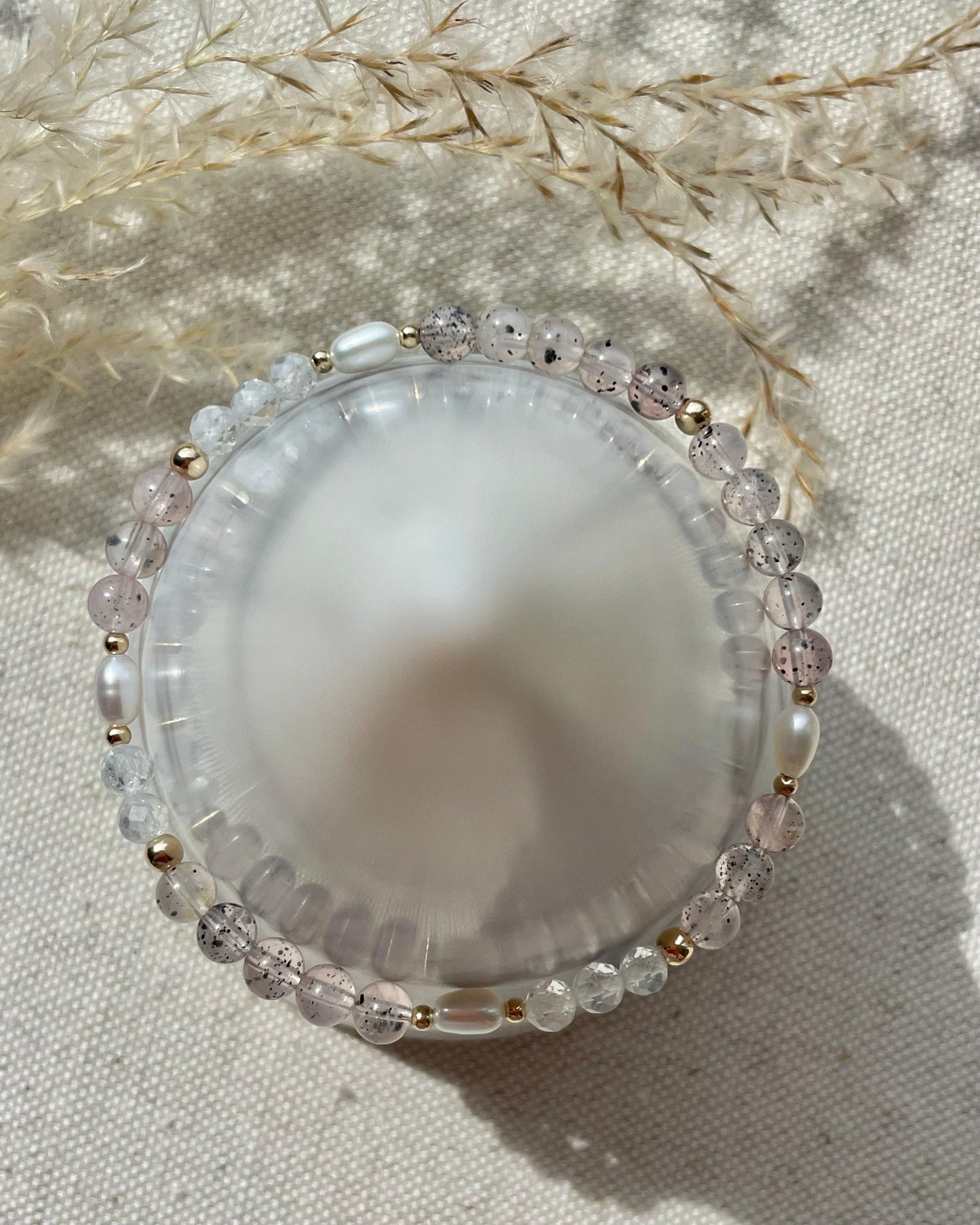Strength + Enlightenment | Limited Edition: Rare Black Hematite In Rose Quartz & Fresh Water Pearls with White Topaz