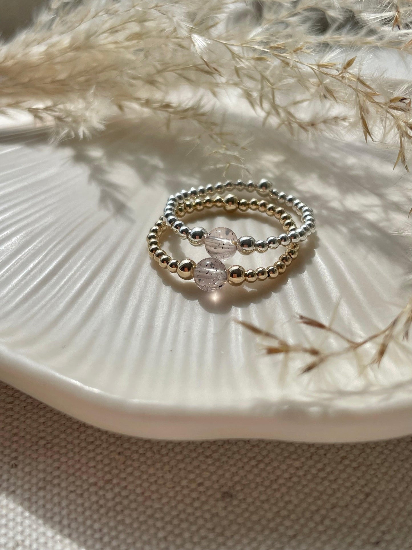 Limited Availability: Rare Rose Quartz with Black Hematite Inclusions Ring