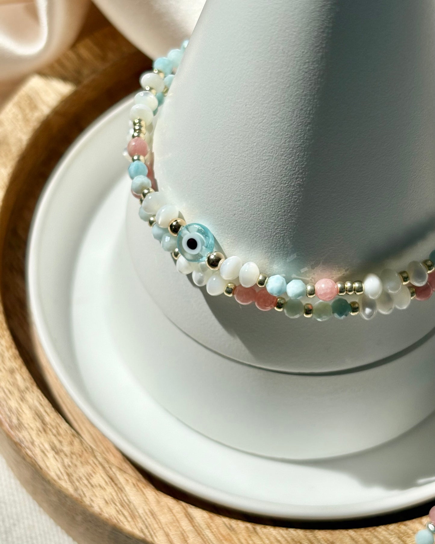 Limited Edition: Serenity Within | Larimar, Rhodochrosite + Mother of Pearl