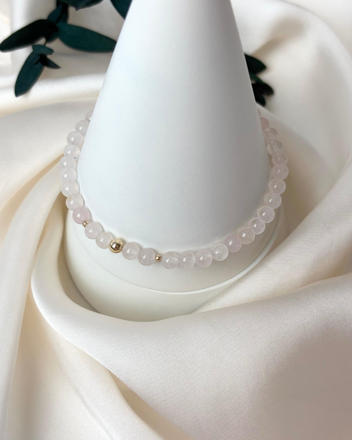 Self Love + Balance | 14ct Solid Gold Rose Quartz Bracelet