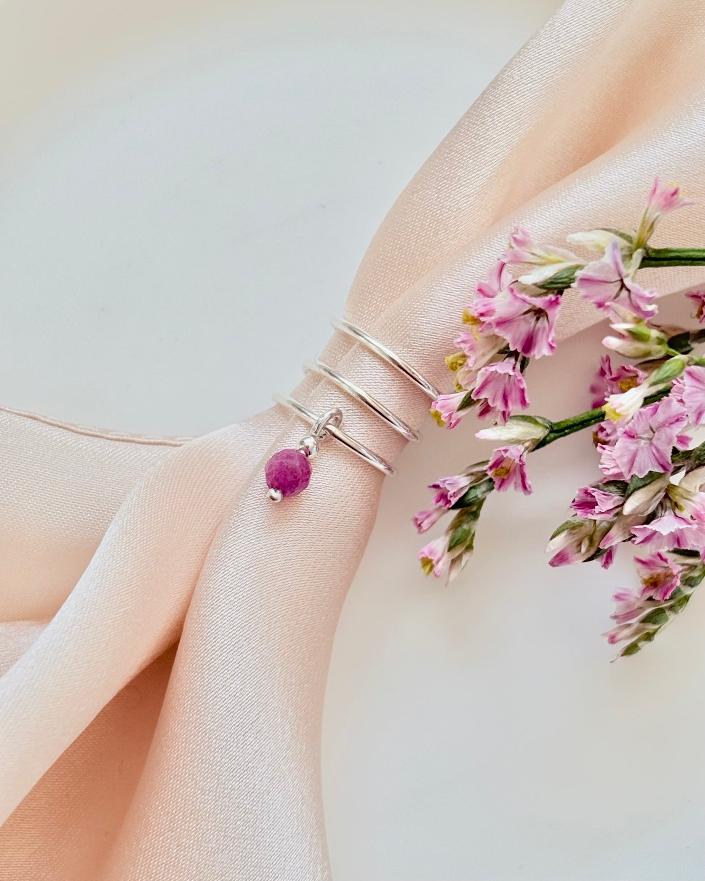 Pink Ruby Ear Cuff | 925 Sterling Silver / 18k Gold Filled