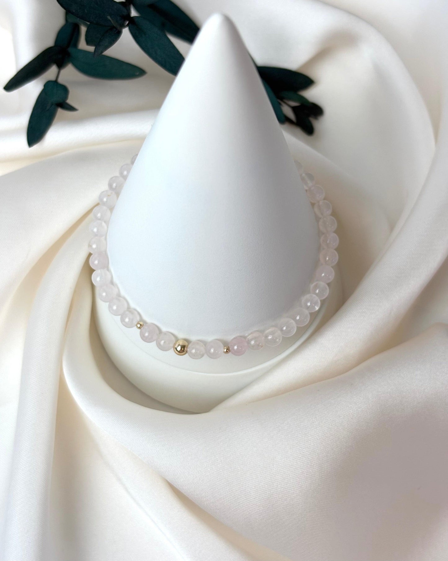 Self Love + Balance | 14ct Solid Gold Rose Quartz Bracelet