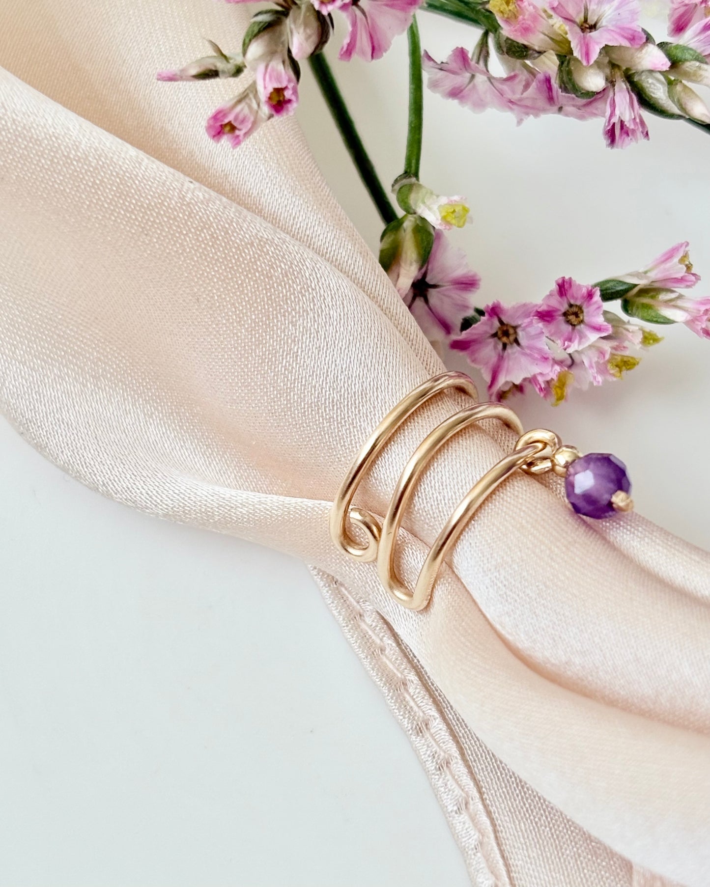 Amethyst Ear Cuff | 925 Sterling Silver / 18k Gold Filled