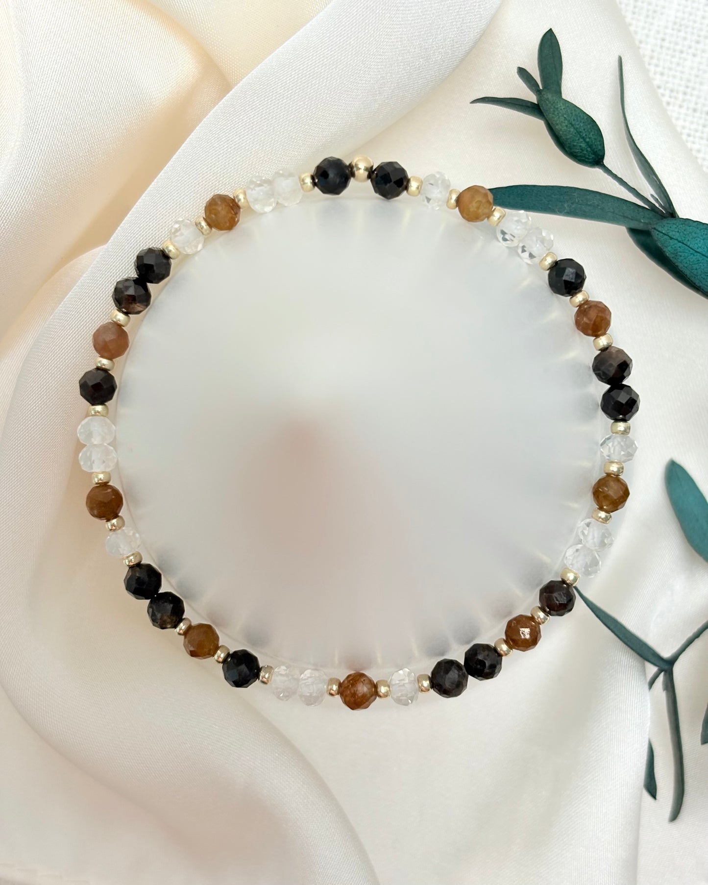 Limited Edition | Strength + Light: Clear Quartz, Black Star and Yellow Sapphire Bracelet
