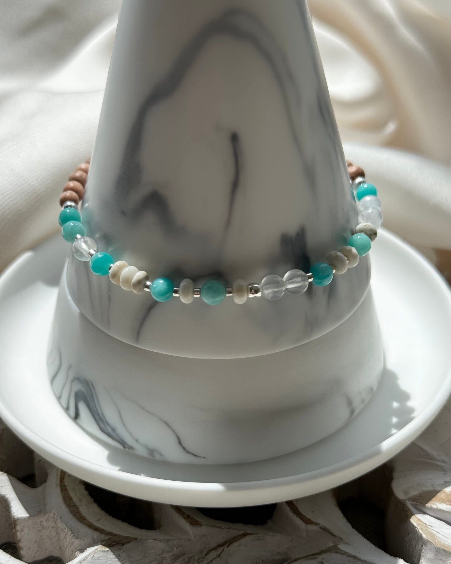 Amazonite, Moonstone & White Turquoise Diffuser Bracelet