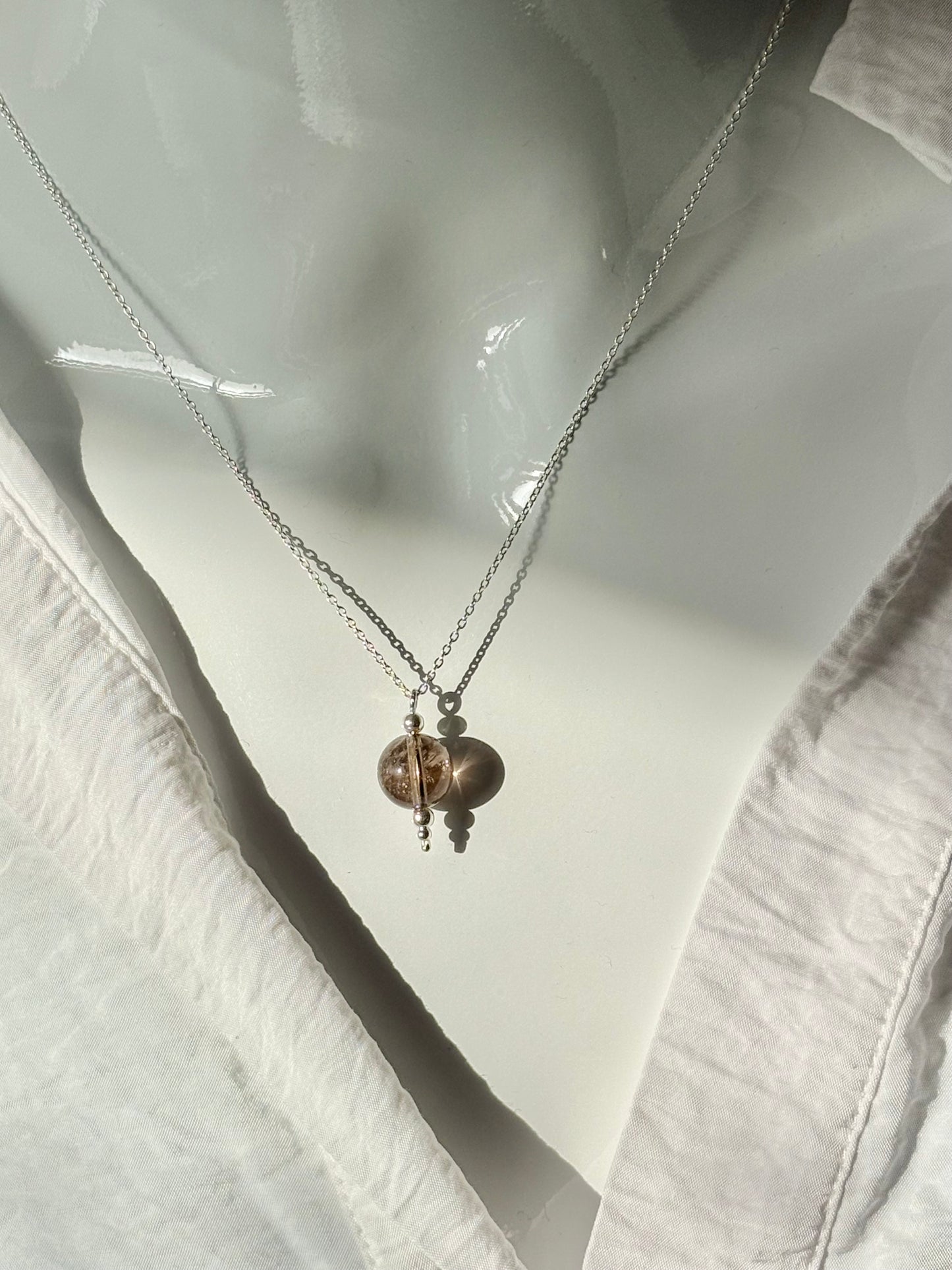 Optimism + Grounding Smoky Quartz Orb Necklace