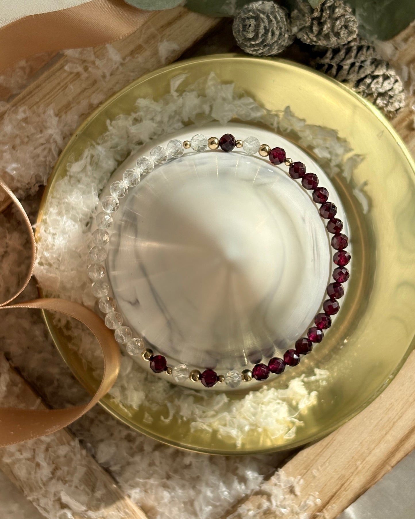 Limited Edition: White Topaz + Almandine Garnet