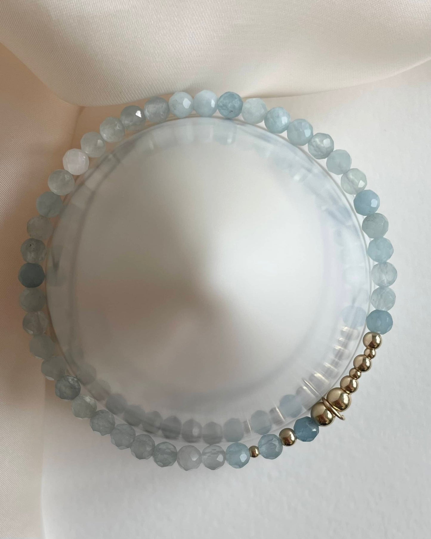 Gold beads with Aquamarine Birthstone Bracelet