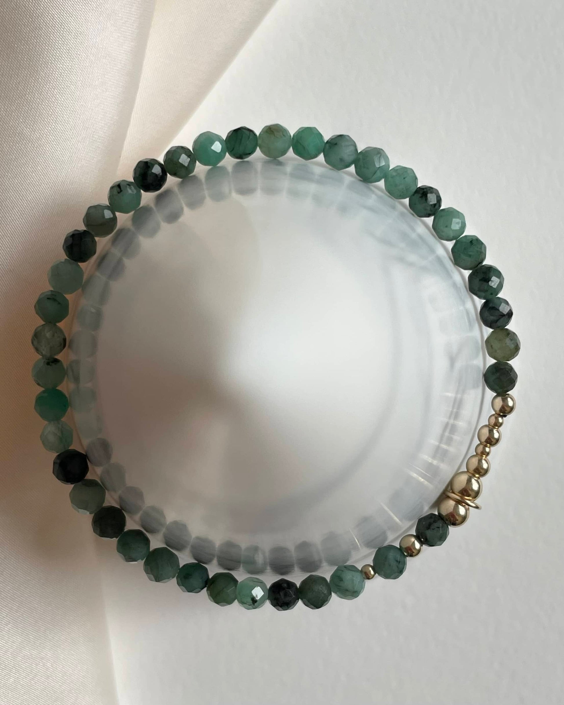 Minimalist Gold Filled Emerald Birthstone May Bracelet 