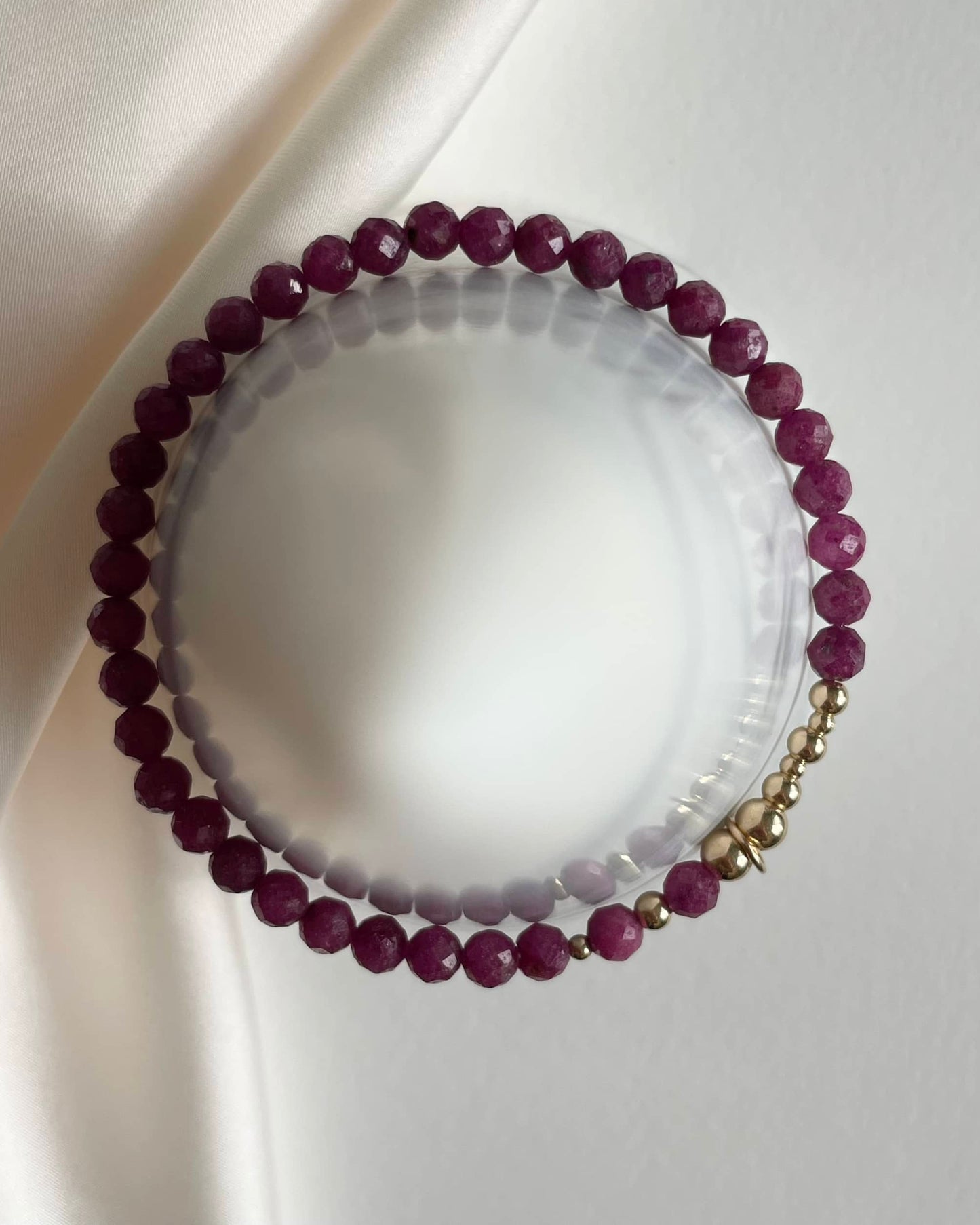 July Birthstone Bracelet - Raw Pink Ruby