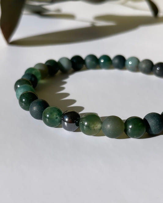 Grounding & Positivity Moss Agate Bracelet