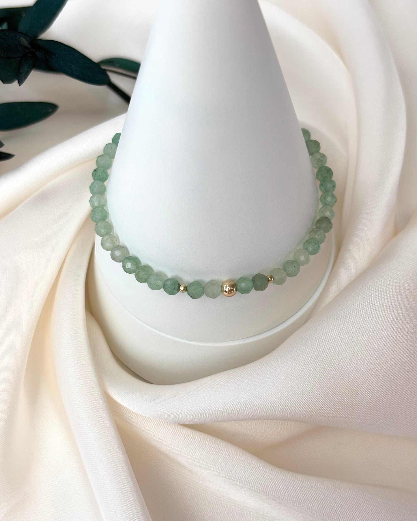 Luck + Optimism | 14ct Solid Gold Green Aventurine Bracelet