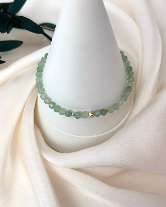 Luck + Optimism | 14ct Solid Gold Green Aventurine Bracelet