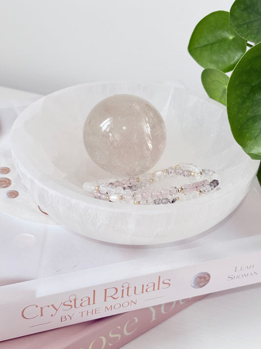 Large White Selenite Charging Bowl