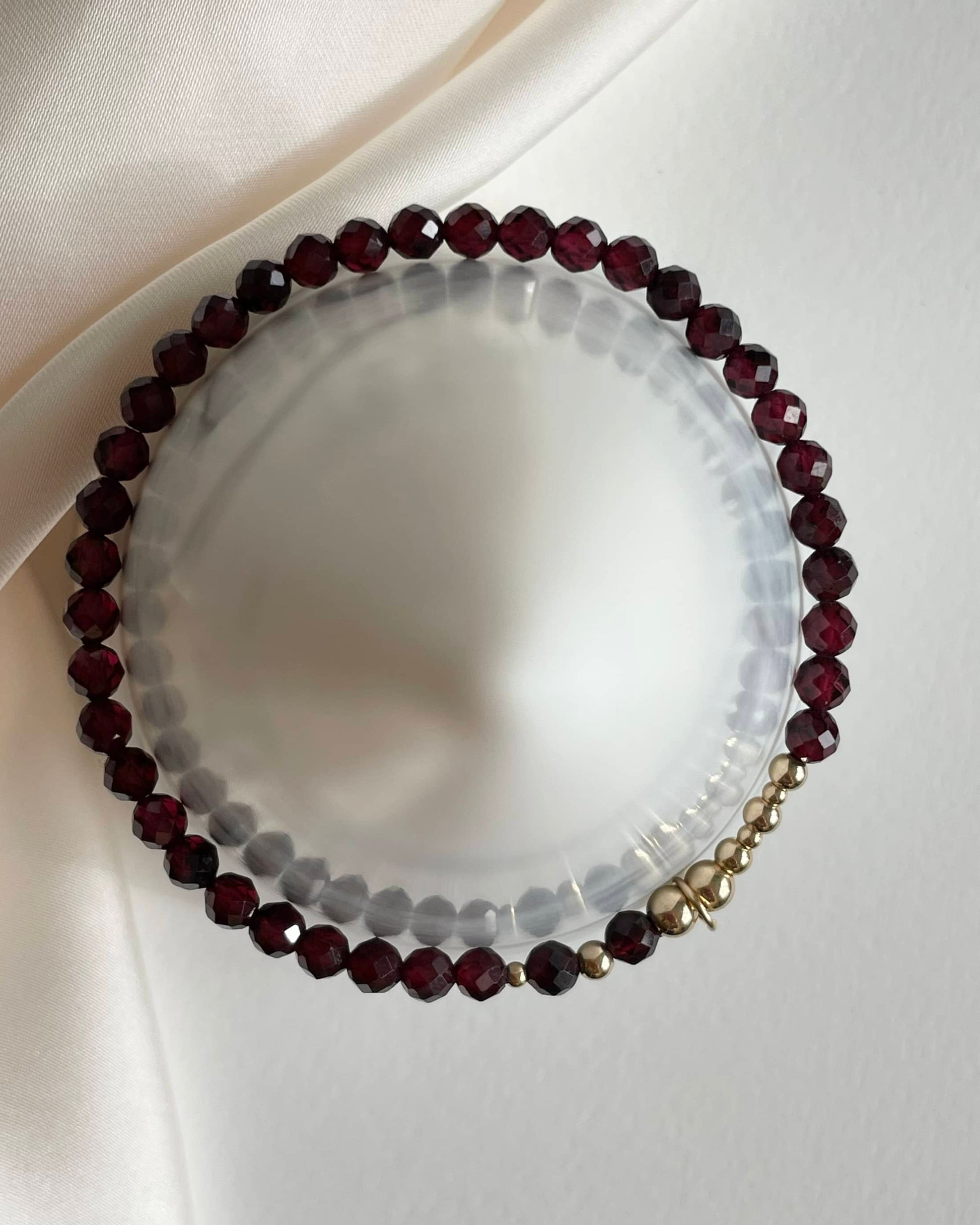 Gold Filled Women's Garnet Birthstone Bracelet with Celestial Charm