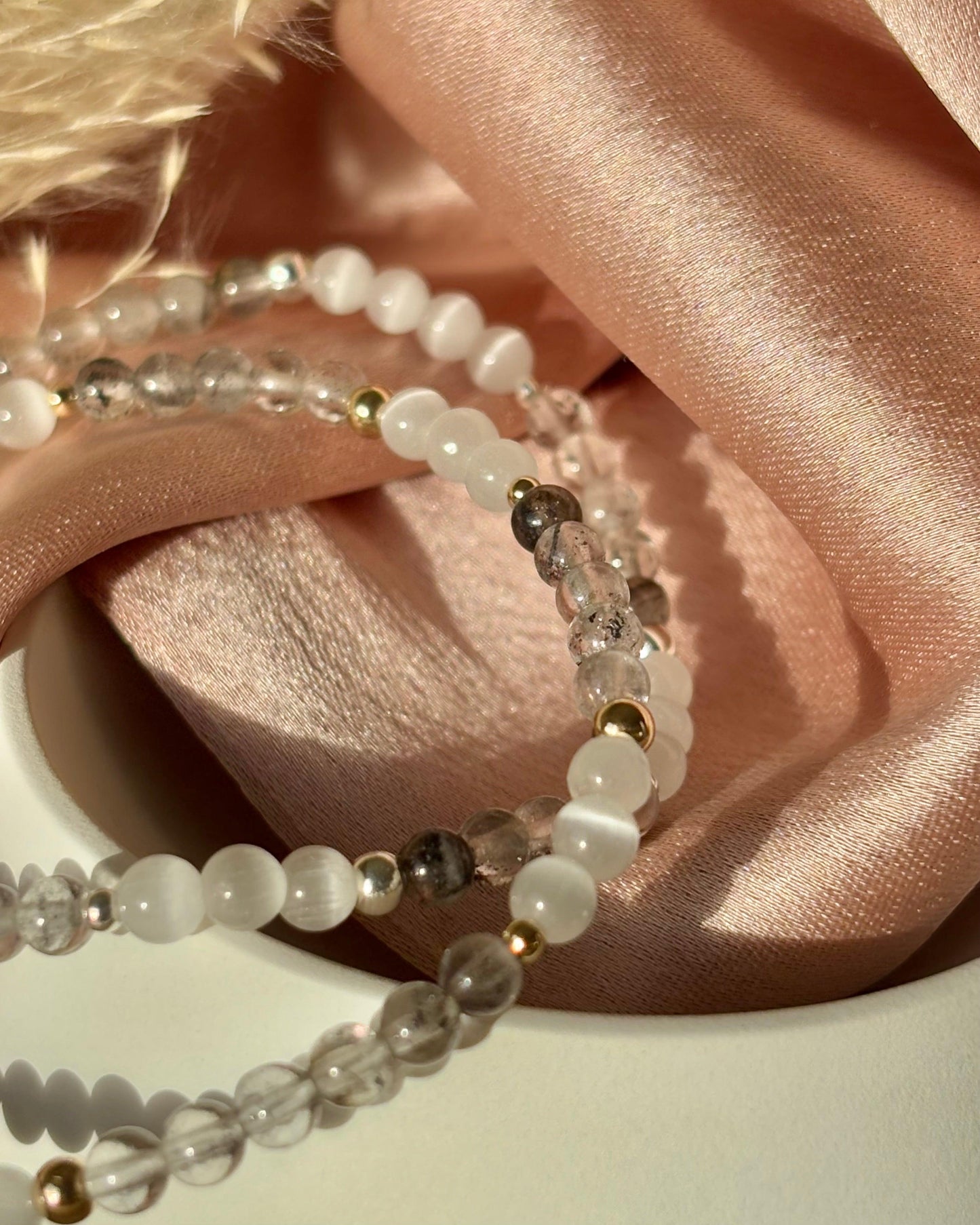 Limited Edition: Manifesting Power - Herkimer Diamond + Selenite Bracelet