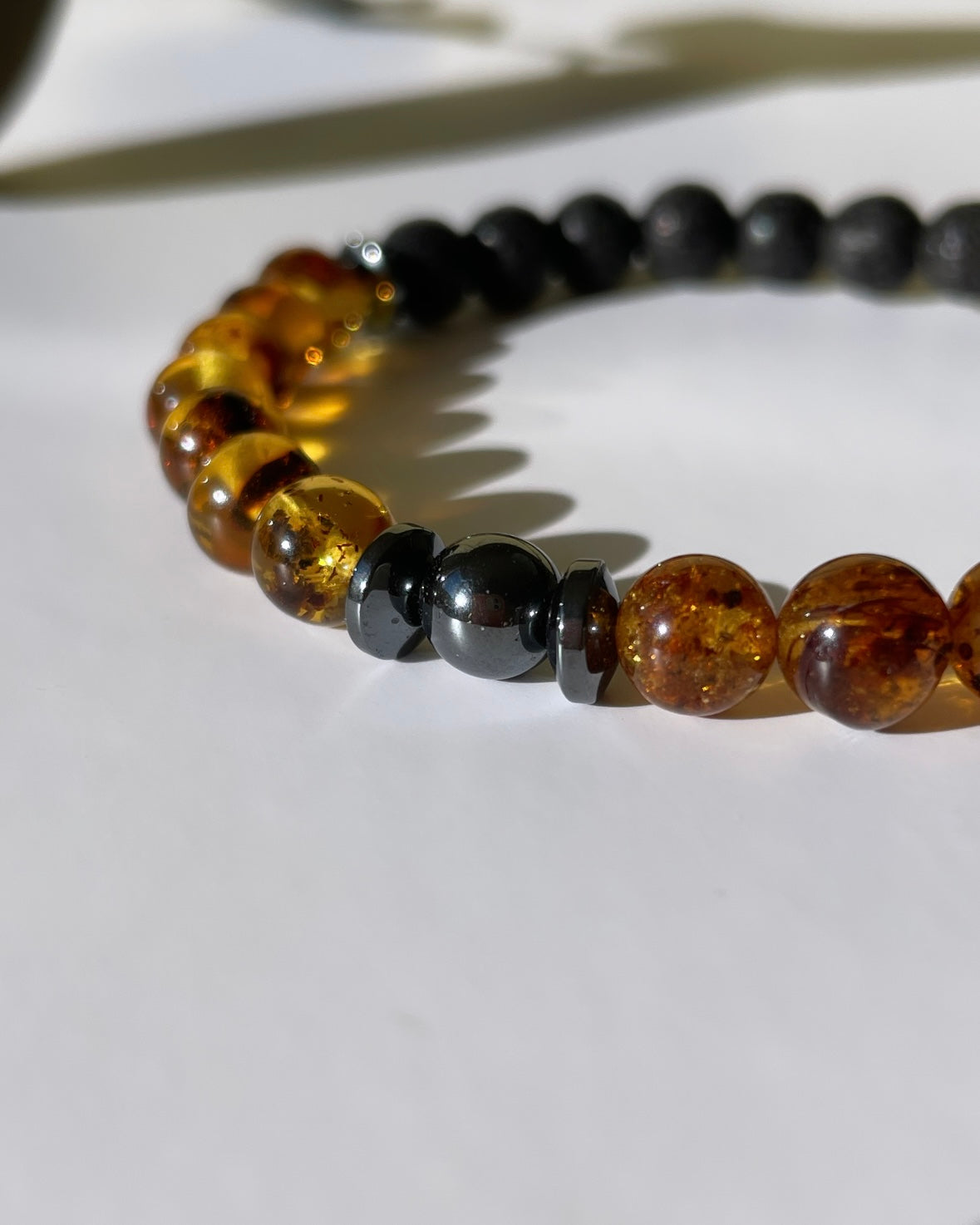 Limited Edition: Courage & Grounding - Amber, Hematite And Lava Beads