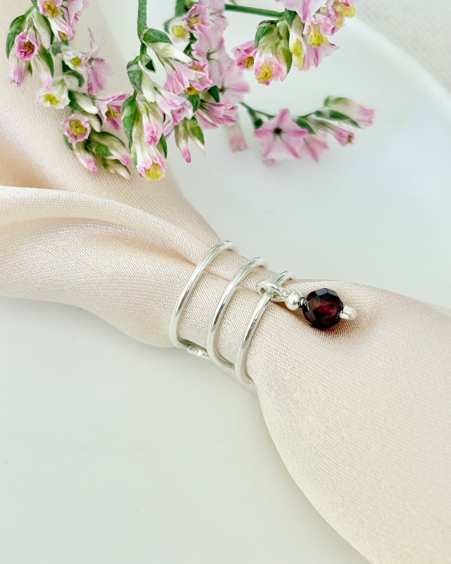 Garnet Ear Cuff | 925 Sterling Silver / 18k Gold Filled