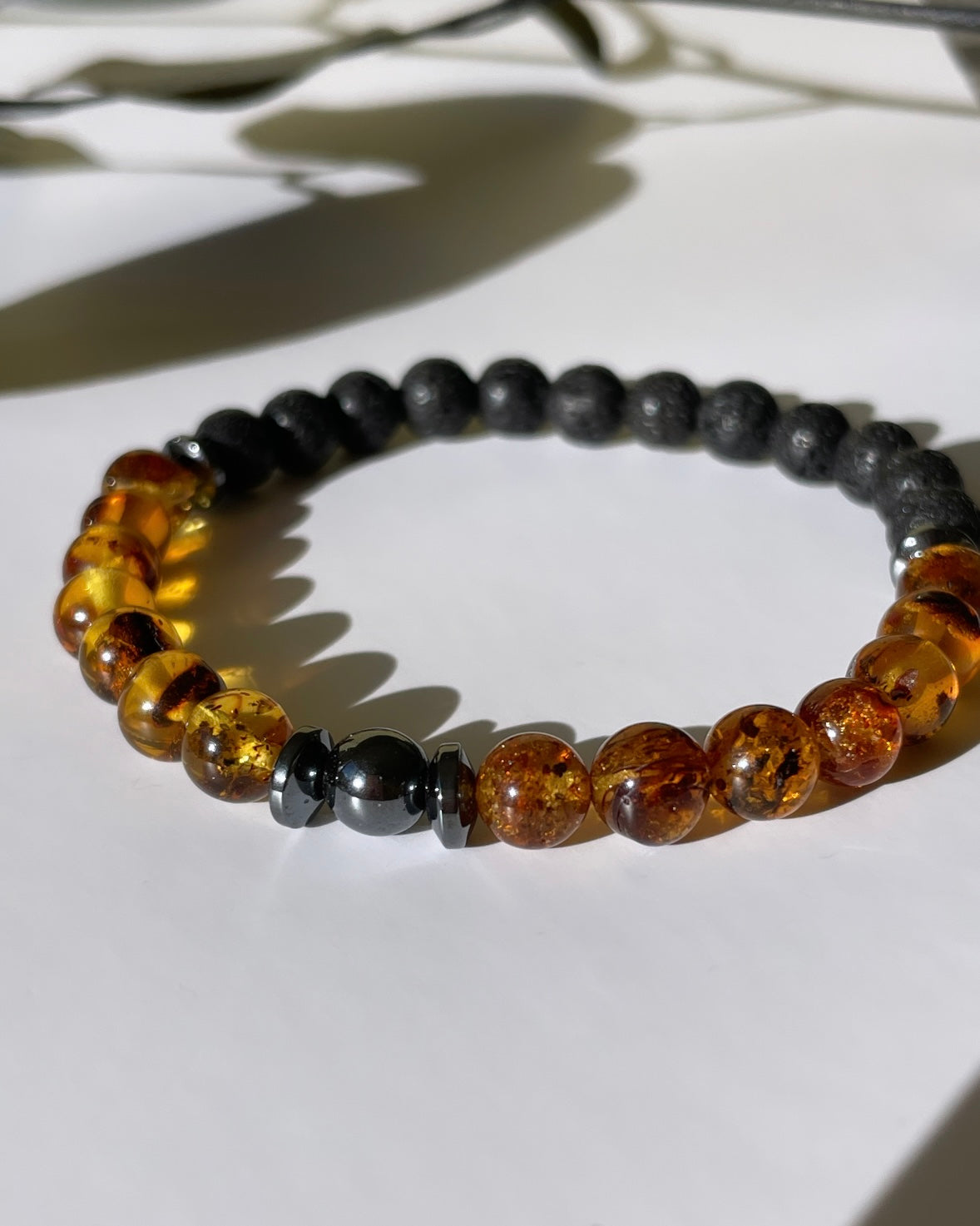 Limited Edition: Courage & Grounding - Amber, Hematite And Lava Beads