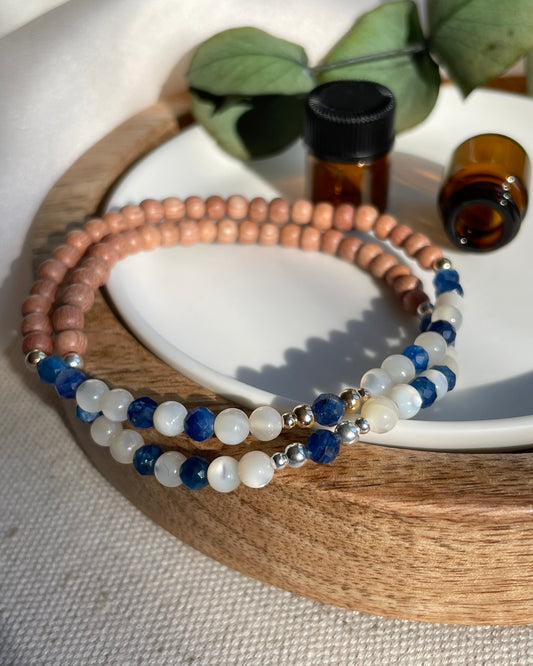 Kyanite & Mother of Pearl Diffuser Bracelet