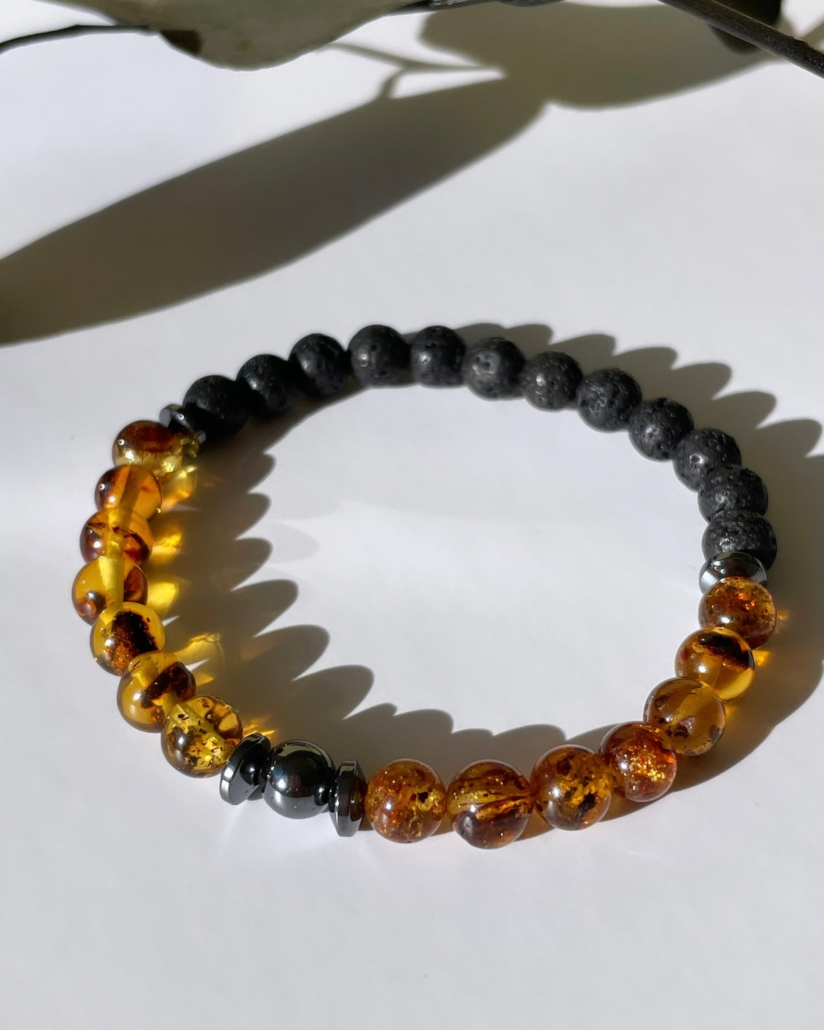 Limited Edition: Courage & Grounding - Amber, Hematite And Lava Beads