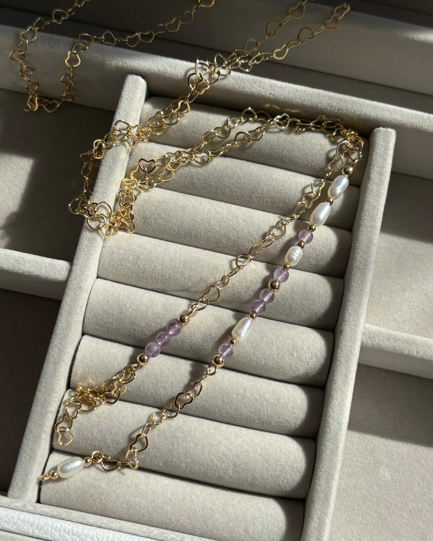 Purity + Peace | Lilac Amethyst & Fresh Water Pearl Necklace