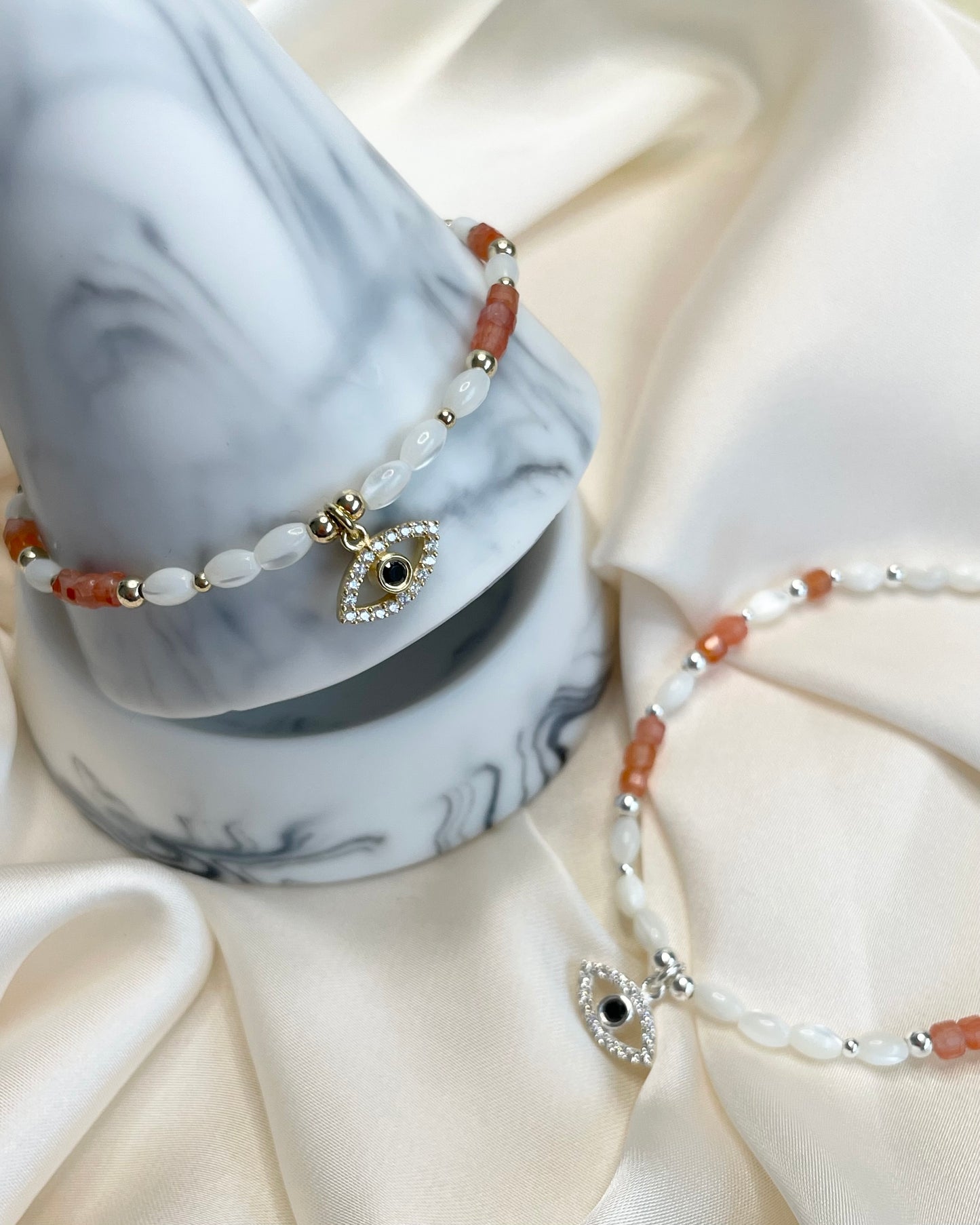 Courage & Creativity: Carnelian & Mother of Pearl Bracelet