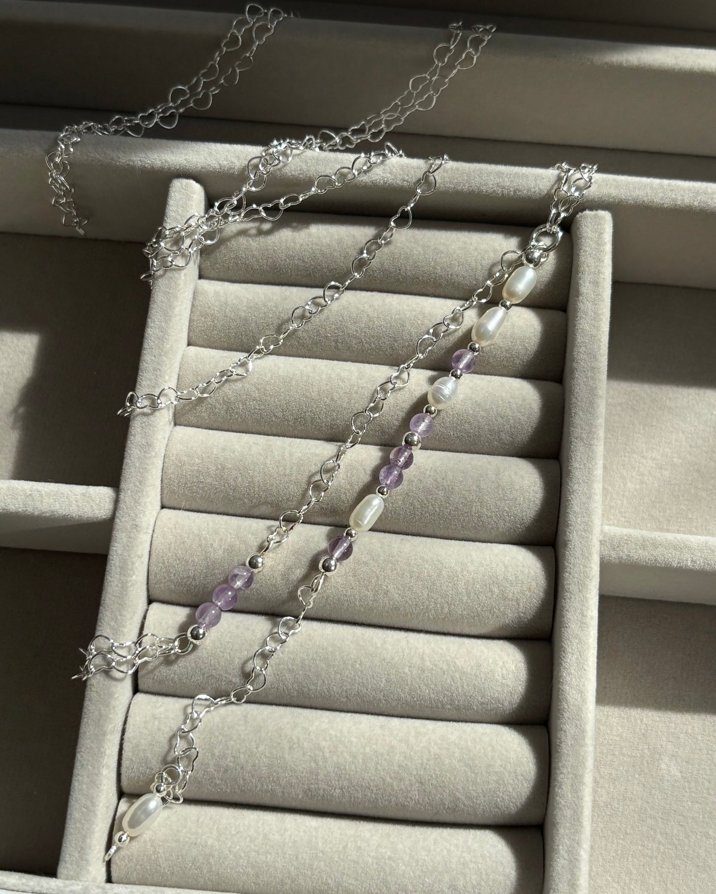 Purity + Peace | Lilac Amethyst & Fresh Water Pearl Necklace