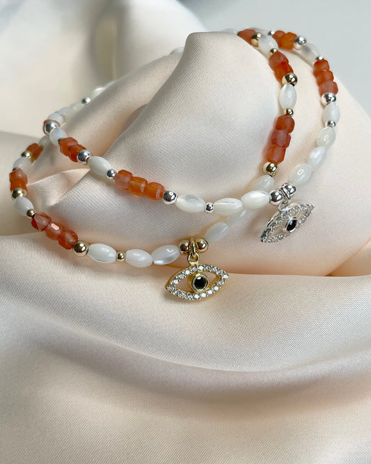 Courage & Creativity: Carnelian & Mother of Pearl Bracelet