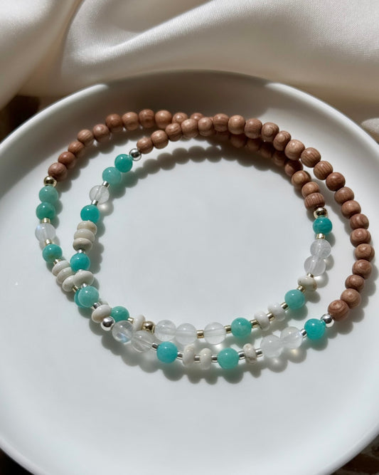 Amazonite, Moonstone & White Turquoise Diffuser Bracelet