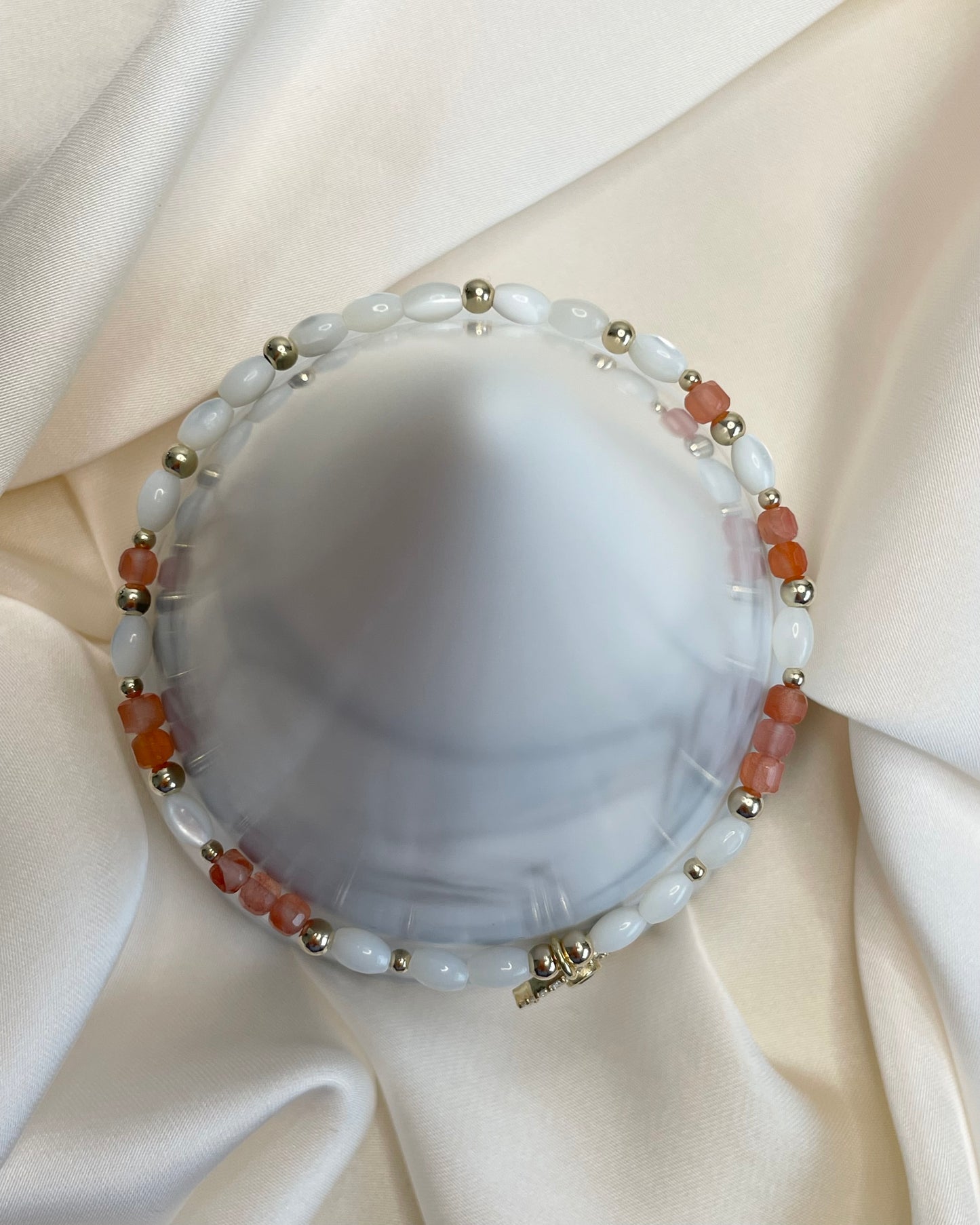 Courage & Creativity: Carnelian & Mother of Pearl Bracelet