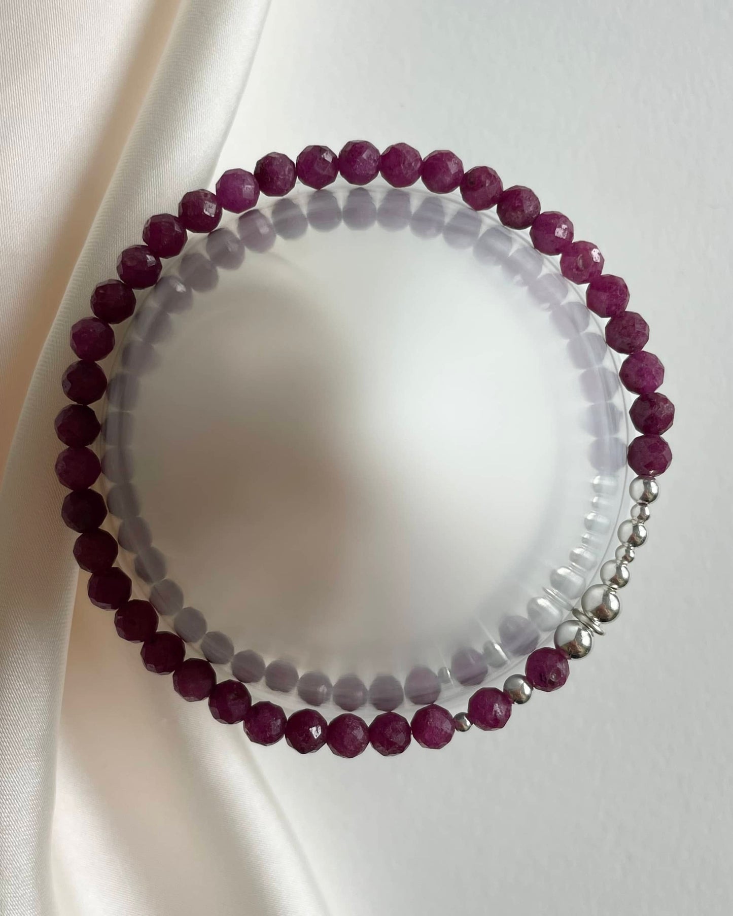 July Birthstone Bracelet - Raw Pink Ruby