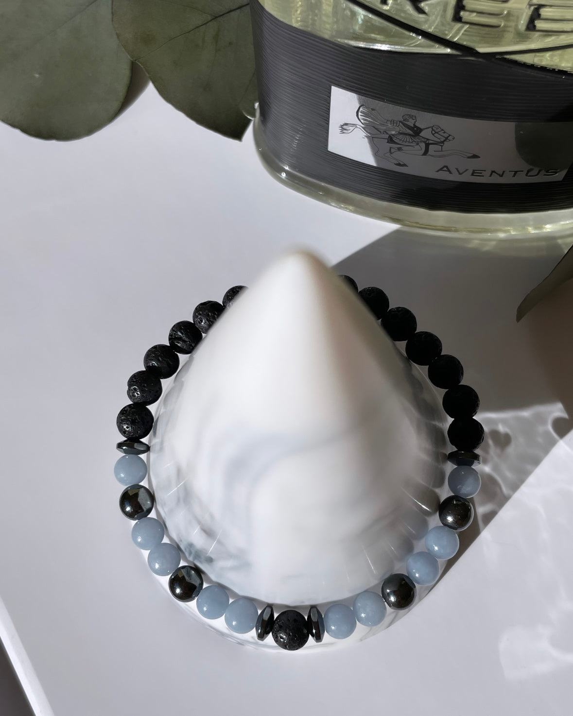 Inner Peace & Harmony - Angelite, Hematite & Lava Bead Bracelet