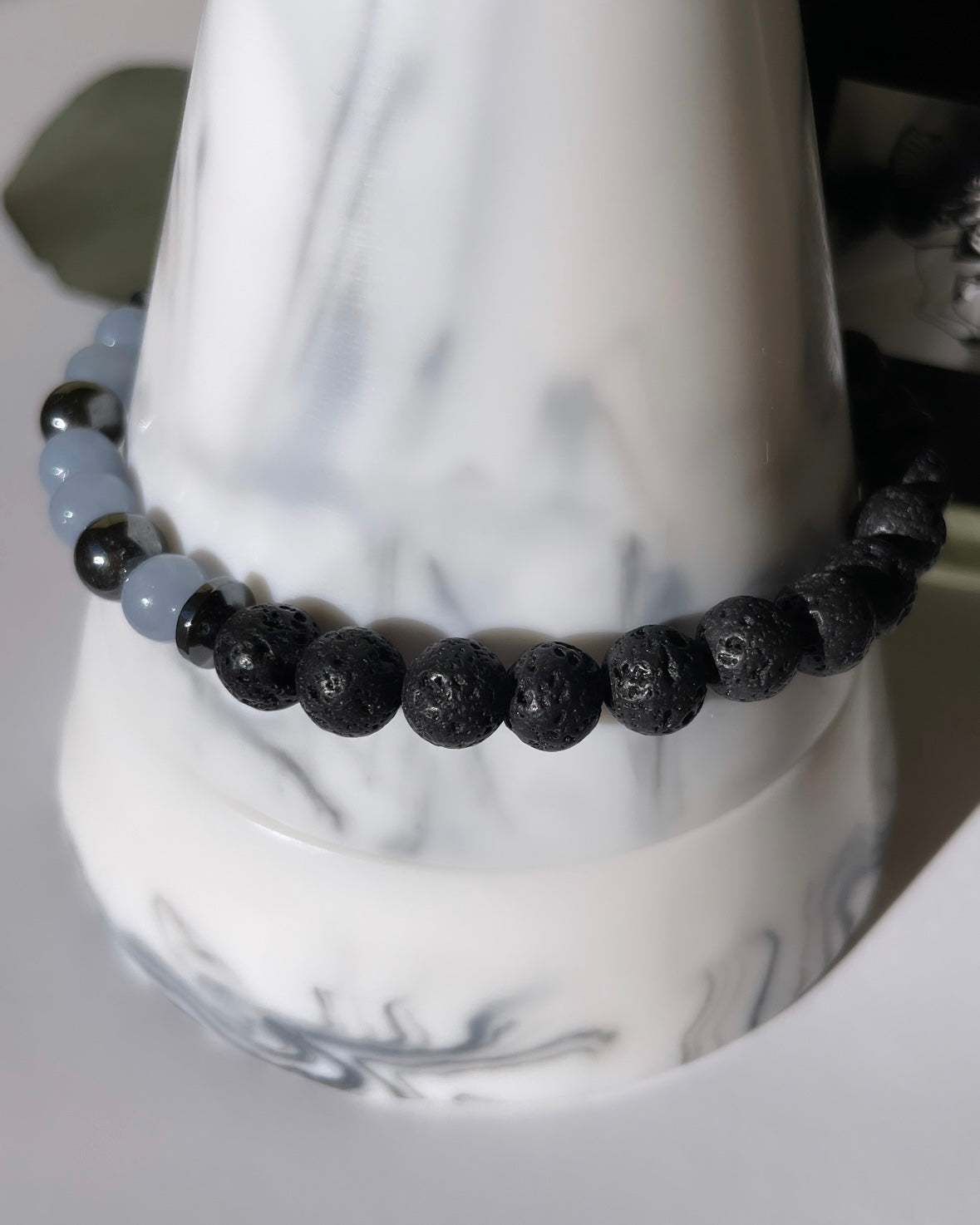 Inner Peace & Harmony - Angelite, Hematite & Lava Bead Bracelet