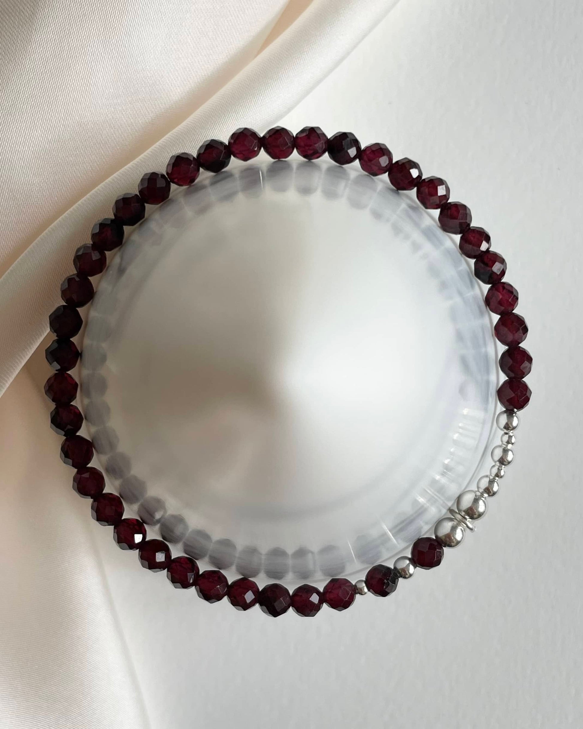 Womens 925 Sterling Silver Garnet Bracelet