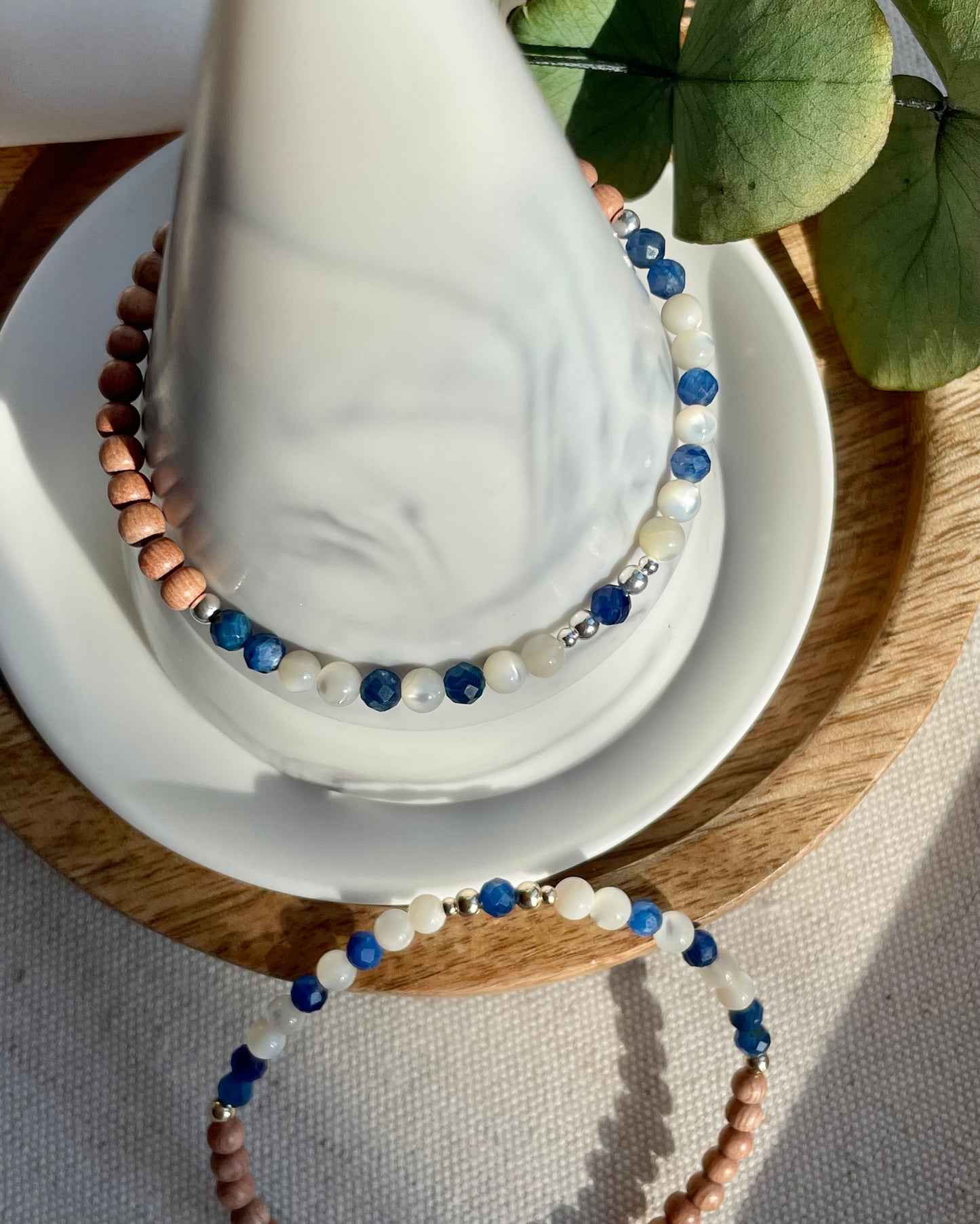 Kyanite & Mother of Pearl Diffuser Bracelet