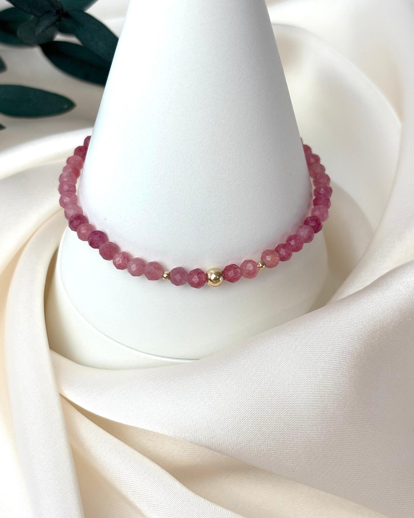 Self Worth + Joy | 14ct Solid Gold Pink Tourmaline Bracelet