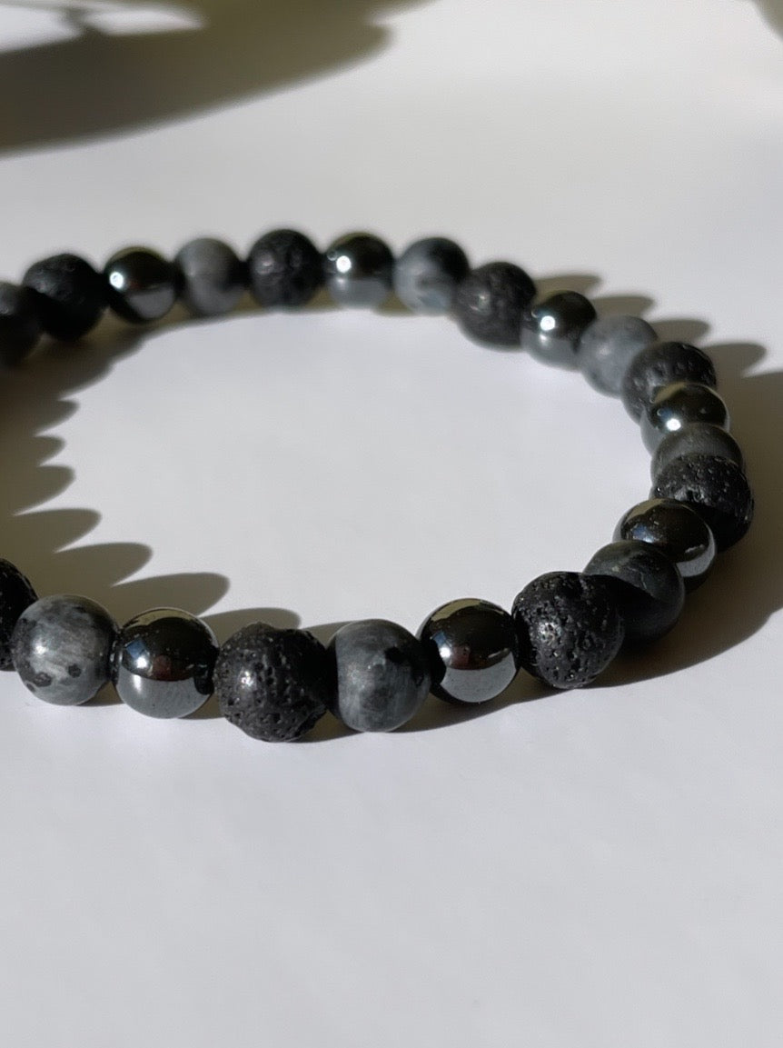 Strength & Grounding - Larvakite, Hematite And Larva Beads