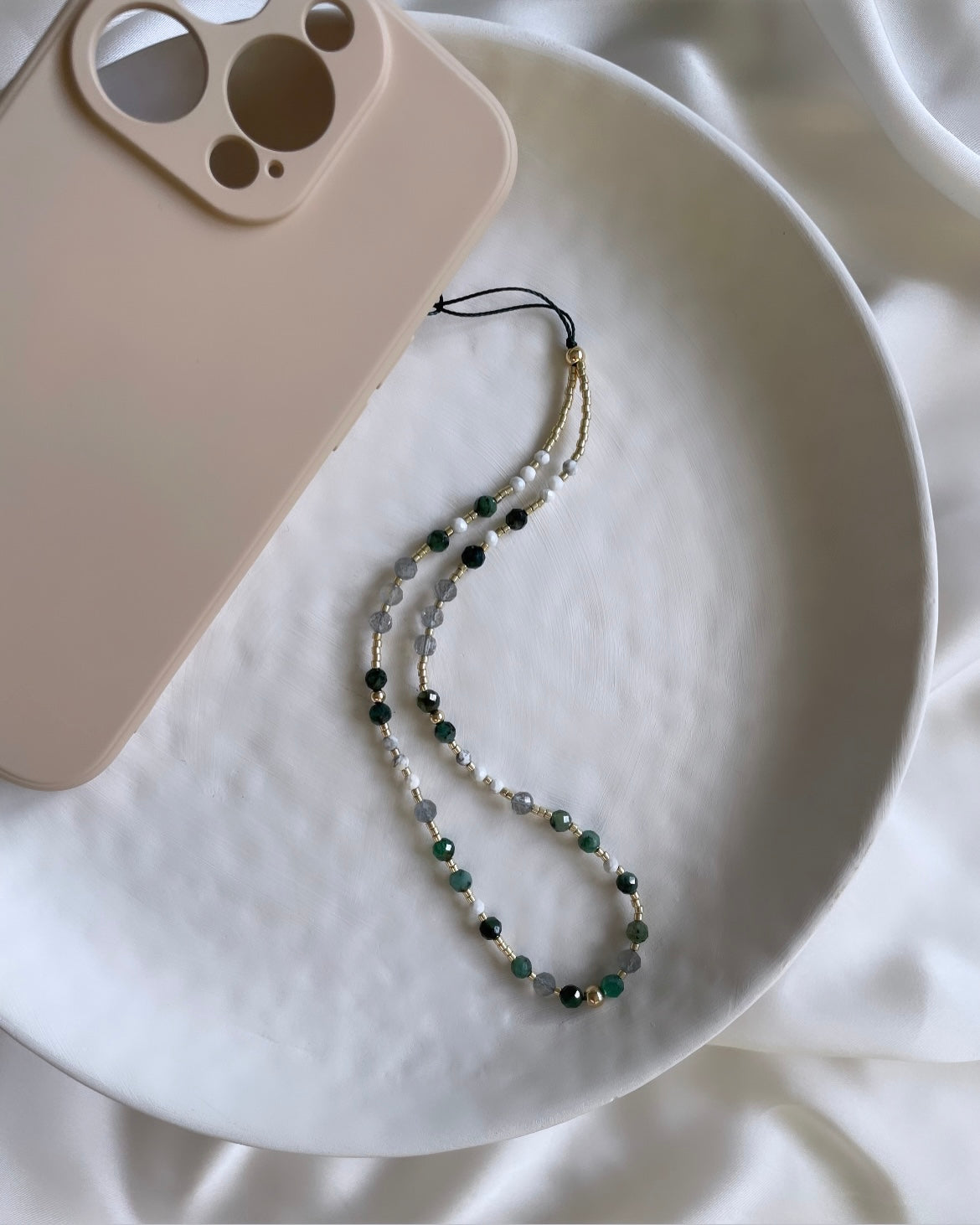 Empowerment: Labradorite, Emeralds & Howlite Phone Charm