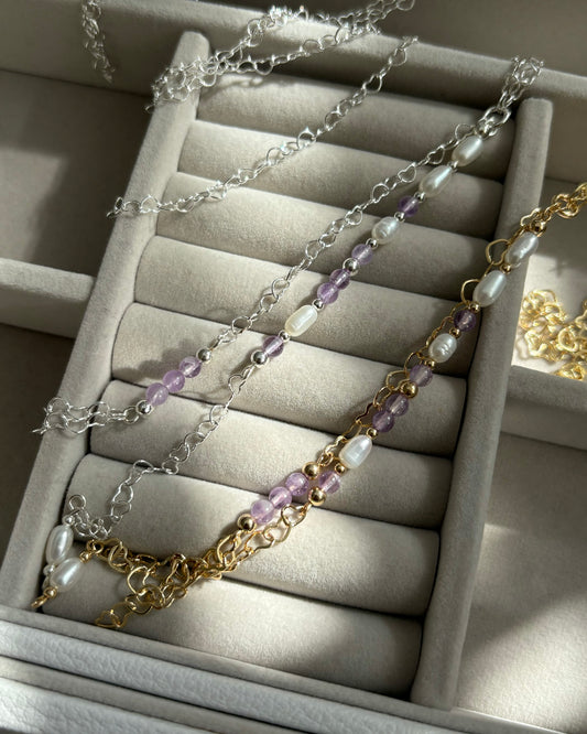 Purity + Peace | Lilac Amethyst & Fresh Water Pearl Necklace