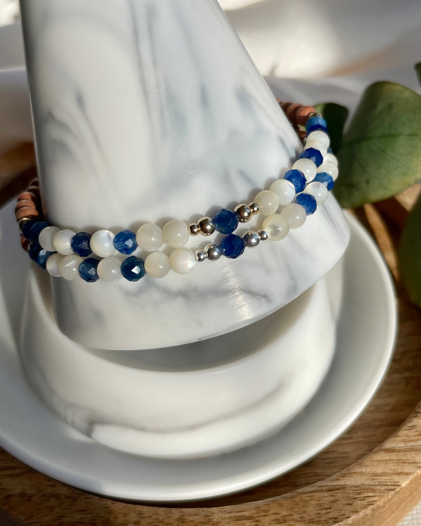 Kyanite & Mother of Pearl Diffuser Bracelet