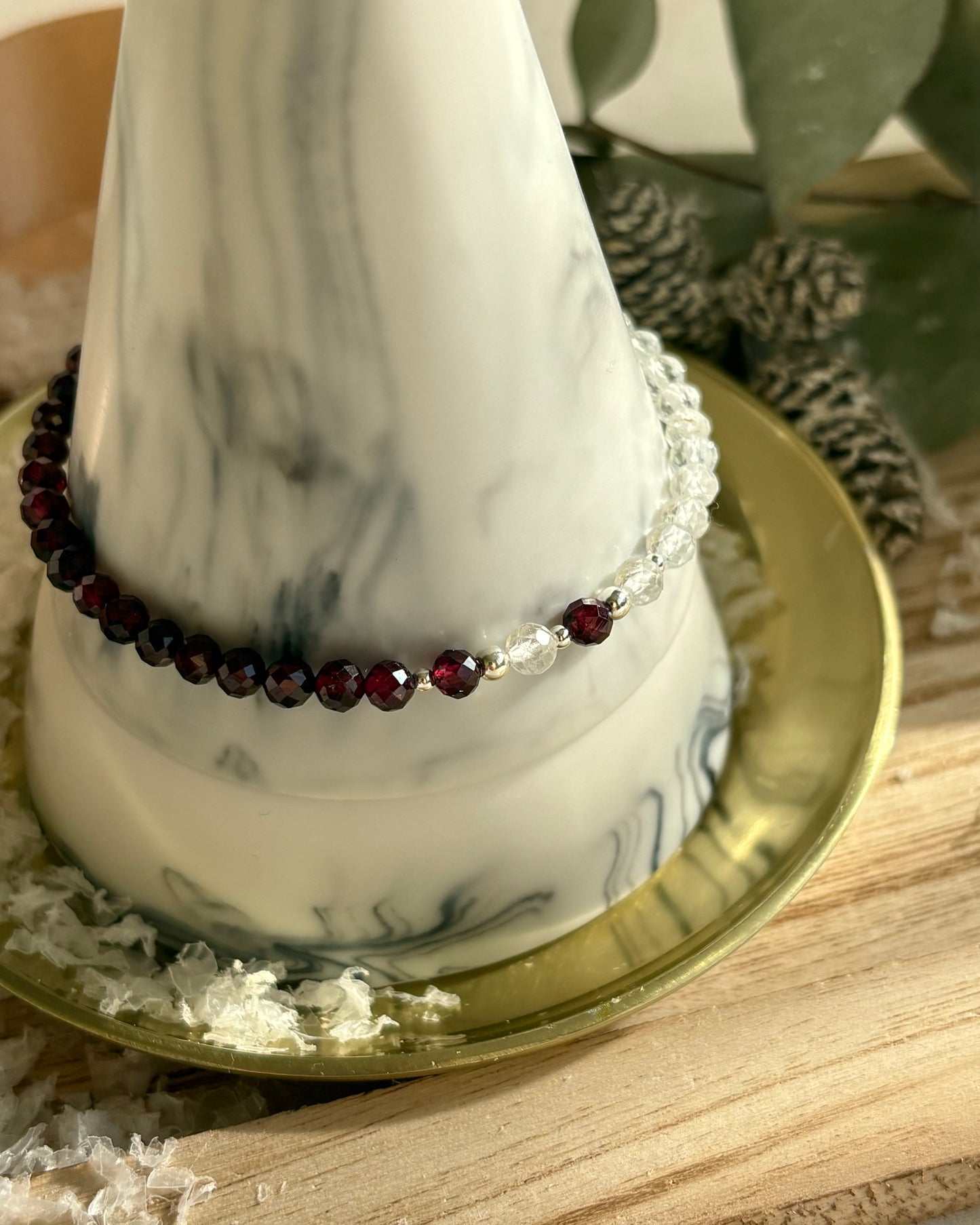 Limited Edition: White Topaz + Almandine Garnet