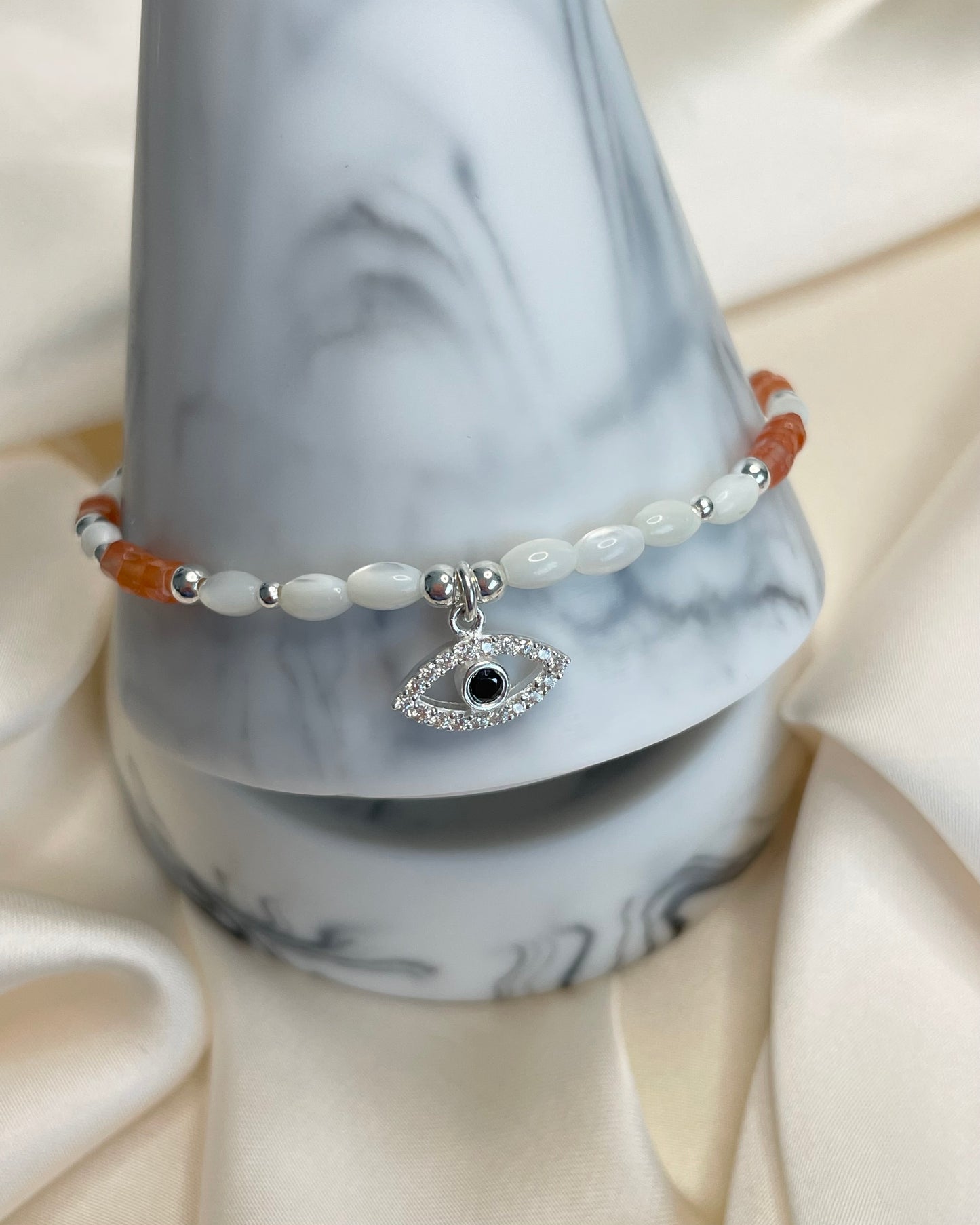 Courage & Creativity: Carnelian & Mother of Pearl Bracelet