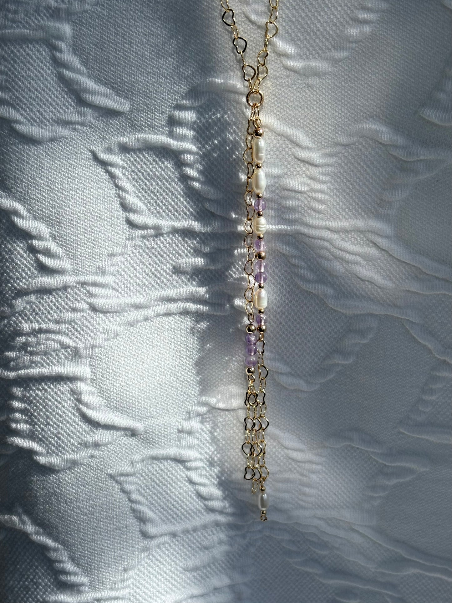 Purity + Peace | Lilac Amethyst & Fresh Water Pearl Necklace