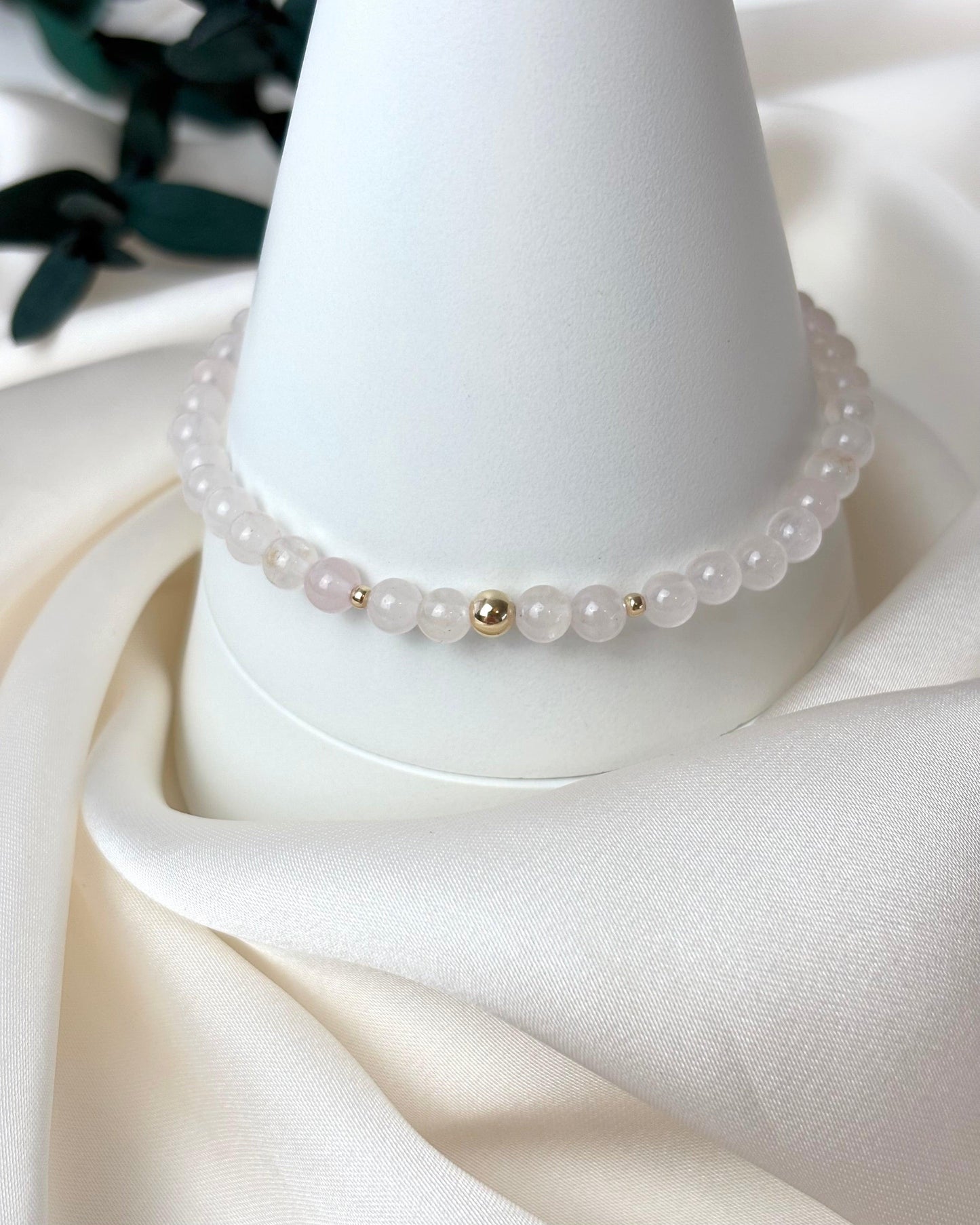 Self Love + Balance | 14ct  Solid Gold Rose Quartz Bracelet