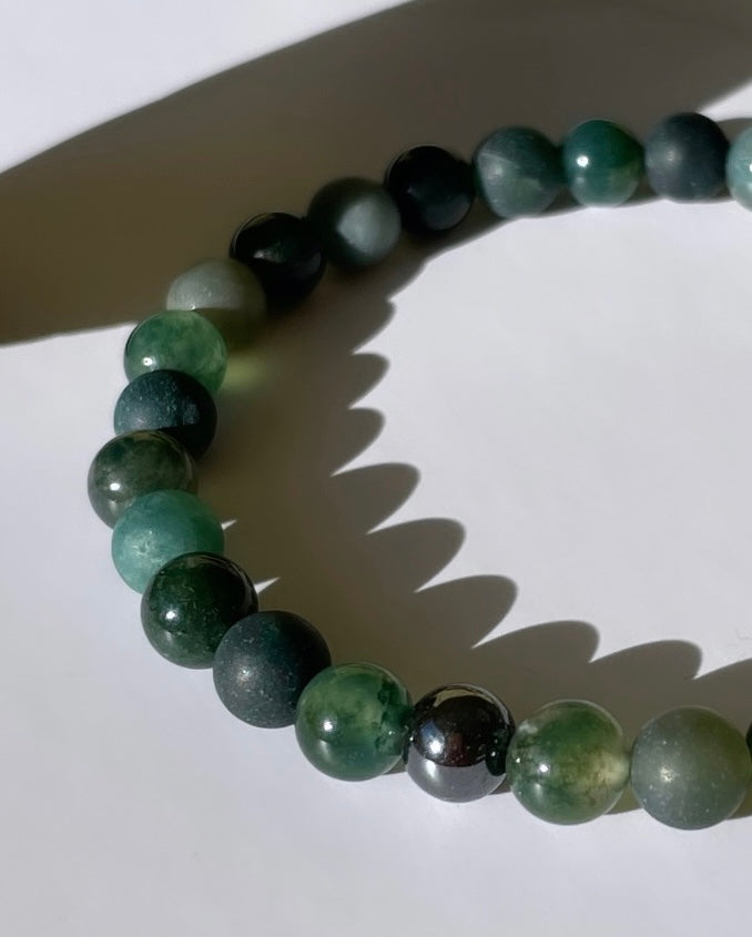 Grounding & Positivity Moss Agate Bracelet