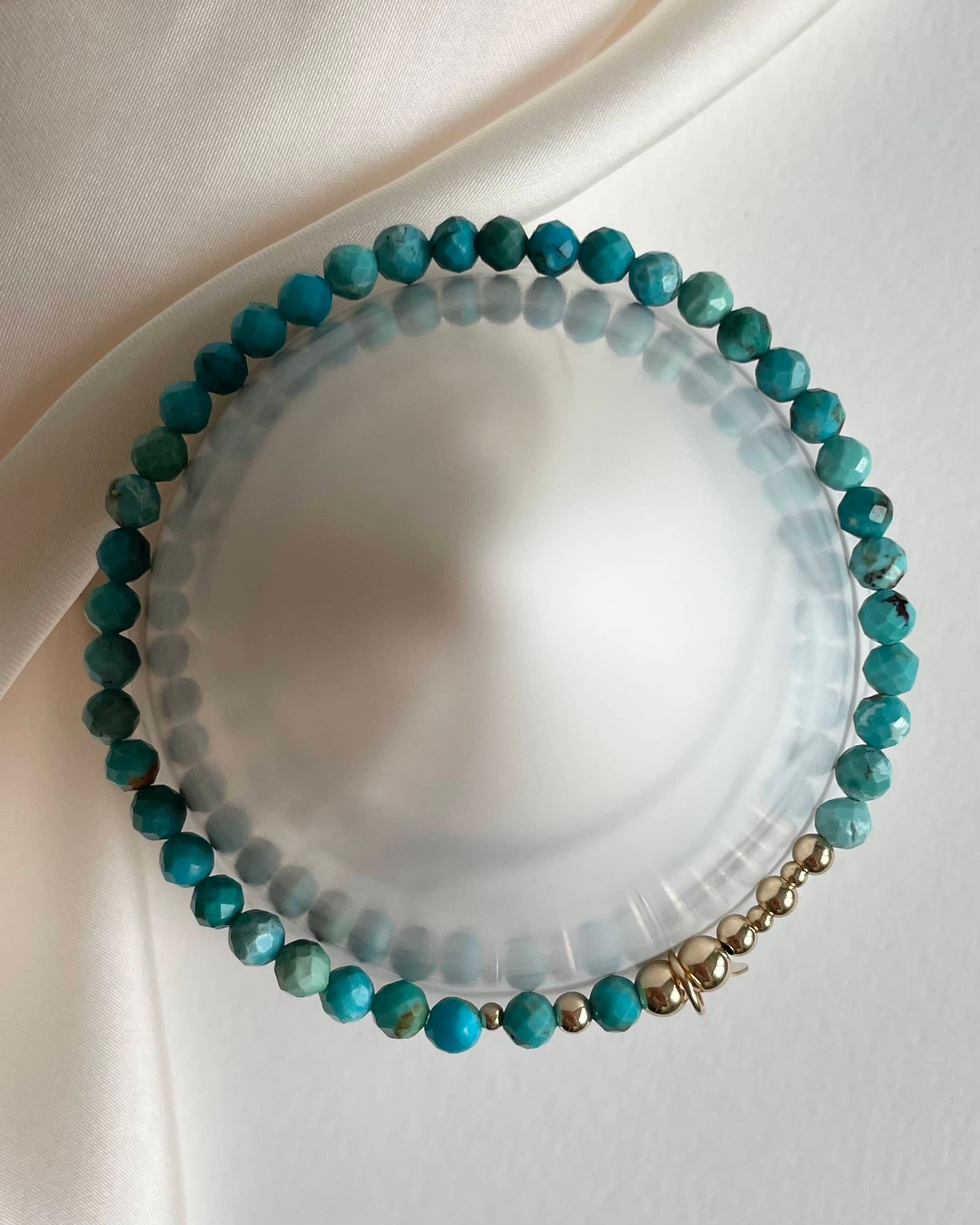 Gold filled December birthstone bracelet made with Natural Turquoise.